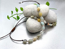 Load image into Gallery viewer, Amazonite Smooth Nugget 10 Breaths Bracelet, Breathe Anxiety Calming Bracelet Gift for her gift for him
