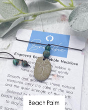 Load image into Gallery viewer, Hand Engraved Beach Pebble Necklace – Ethically Sourced Coastal Jewellery with Natural Beach Stones and Pearl for a Boho Summer Look
