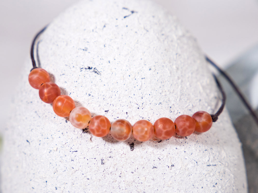 Fire Agate Semi Precious Stone Bracelet, Breathe Bracelet, Count your breaths and relax
