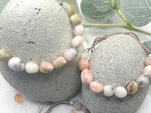 Load image into Gallery viewer, Rose Pink Opal Stone Bracelet Gift for Her 10 Breaths, Breathe Bracelet Letter Box Care Pack in beautiful tones of pinks with special touches

