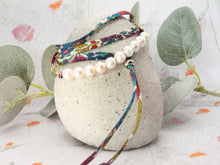 Load image into Gallery viewer, BREATHE Liberty Pearls - 10 Beautiful Pearls on a Feature Iconic Liberty Braid worn THREE ways, Bracelet, Necklace or Anklet - Great for summer or gifting
