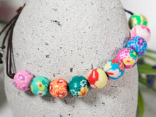 Load image into Gallery viewer, Bright Floral Polymer Bracelet, Happy Bracelet, 10 Breaths Anxiety Calming Bracelet
