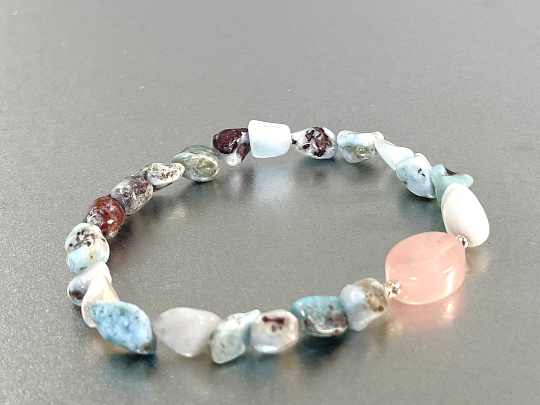 Larimar and Rose Quartz Bracelet