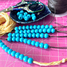 Load image into Gallery viewer, . Limited Edition Marine, Turquoise Blue, Vintage Blue French Glass Bracelet
