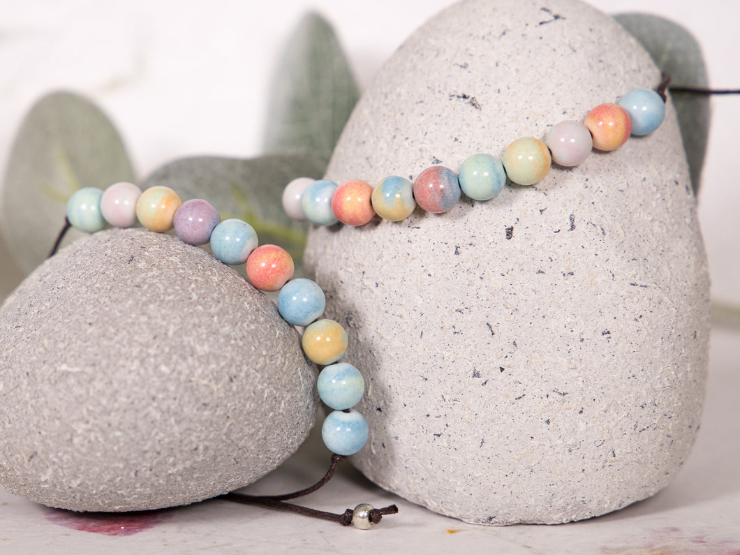 Pastel Shades Bracelet, MONGOLIAN ALXA AGATE, Semi precious stone Breathe Bracelet for calming anxiety