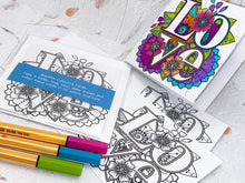 Load image into Gallery viewer, Mother&#39;s Day Care Gift, Floral Bead, Bag or Key Charm Gift pack with Heart Charm,  with Colouring in card, bath fizzes and other curated goodies
