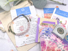Load image into Gallery viewer, Rose Quartz and Red Green Jasper 10 Breaths Breathe Bracelet, calming, grounding and stylish, mindful jewellery, adjustable pink cord.
