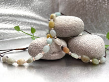 Load image into Gallery viewer, Amazonite Smooth Nugget 10 Breaths Bracelet, Breathe Anxiety Calming Bracelet Gift for her gift for him
