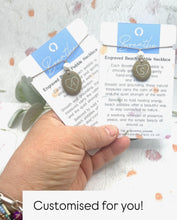 Load image into Gallery viewer, Hand Engraved Beach Pebble Necklace – Ethically Sourced Coastal Jewellery with Natural Beach Stones and Pearl for a Boho Summer Look
