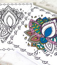 Load image into Gallery viewer, © ORIGINAL Breathe Colouring In Cards for Peace, Calm and Relaxation, Colour in your own cards PACK OF THREE, supplied with envelopes
