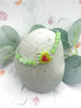 Load image into Gallery viewer, Peridot and Glass Heart - 10 Breaths Bracelet
