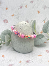 Load image into Gallery viewer, Bright Pinks Floral Polymer Bracelet, Happy Bracelet, 10 Breaths Anxiety Calming Bracelet
