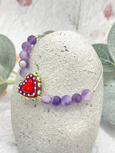 Load image into Gallery viewer, Semi Precious Stone &amp; Glass Heart 10 Breaths Bracelet
