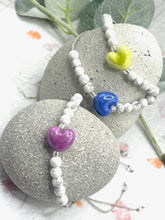 Load image into Gallery viewer, The PERFECT Teen GCSE 10 Breaths Bracelet, White Howlite with a beautiful central, ceramic heart
