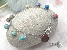 Load image into Gallery viewer, 10 Breaths Chain &amp; Dangle Stone Bracelet, Mindfulness Jewellery for stress and anxi3ty
