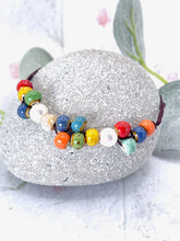 Load image into Gallery viewer, Autumnal Fall Colour, Ceramic Glazed Bead  and Pearl Bracelet, Magical, Whimsical and beautifully simple
