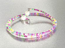 Load image into Gallery viewer, Memory Wire Festival Colour Glass Seed Beads with two Fresh Water Pearls to finish

