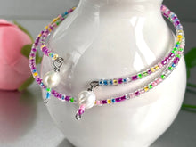 Load image into Gallery viewer, Memory Wire Festival Colour Glass Seed Beads with two Fresh Water Pearls to finish
