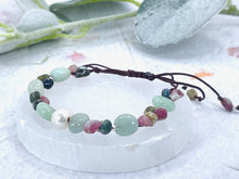 Load image into Gallery viewer, Minty Green Opal, Tourmaline, Pearl and Sterling silver Bracelet.
