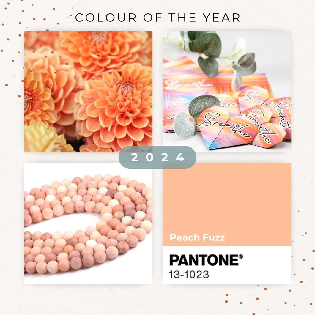 Peach Aventurine Anxiety Bracelet - Breathe Bracelet, Mental Health, Pantone colour of the Year 2024