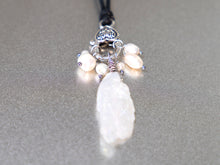 Load image into Gallery viewer, . Quartz Crystal Charm Necklace with a cluster of White Pearls birthday gift, gift for her
