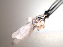 Load image into Gallery viewer, . Quartz Crystal Charm Necklace with a cluster of White Pearls birthday gift, gift for her
