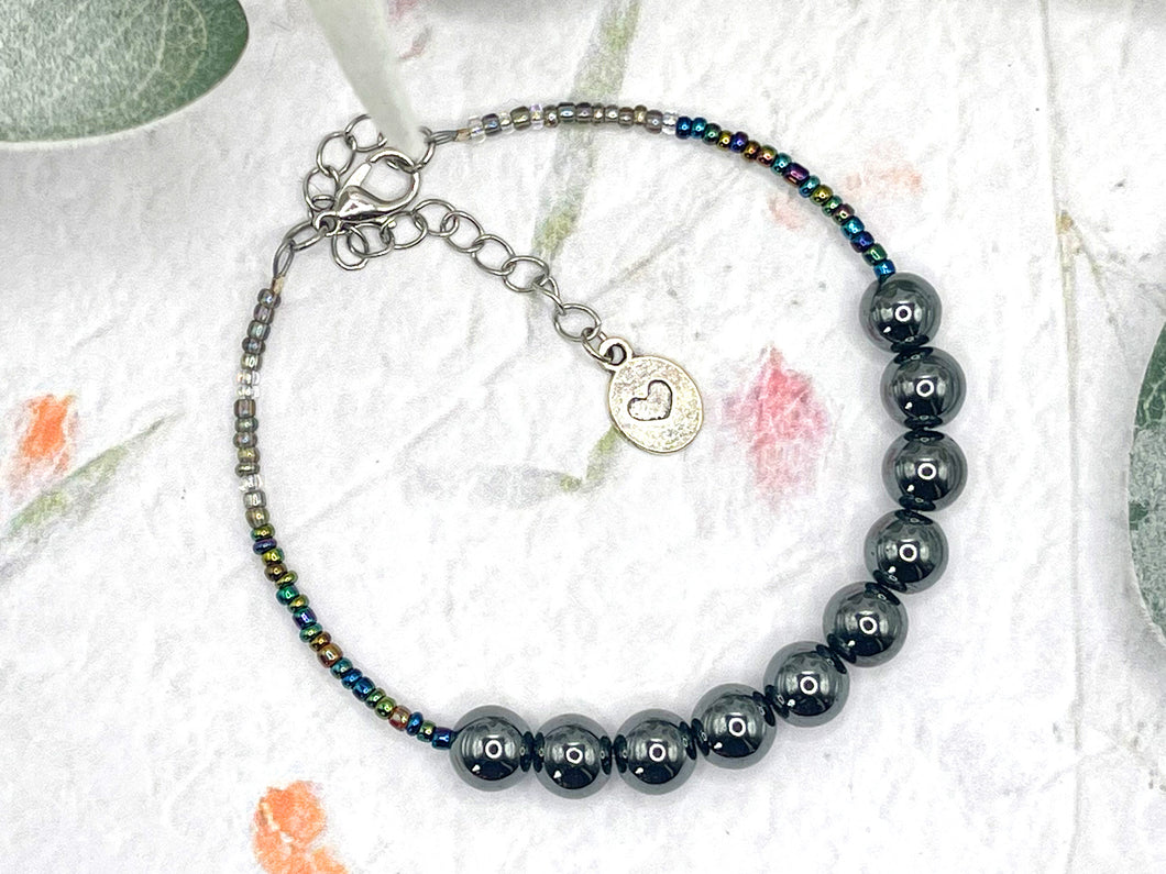 Hematite 10 Breaths Bracelet in a size large