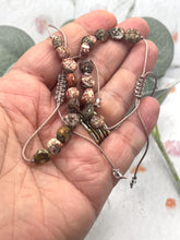 Load and play video in Gallery viewer, LeopardSkin Jasper 10 Breaths Breathe Bracelet a Unique Beautiful Rare Gift for her Peace Anxiety Stress Yoga Meditation Discreet Daily Wear
