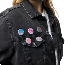 Load image into Gallery viewer, BREATHE pins/buttons badges for your shirt, coat or bag, a little reminder to PAUSE... and BREATHE! SET OF FIVE!
