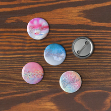 Load image into Gallery viewer, BREATHE pins/buttons badges for your shirt, coat or bag, a little reminder to PAUSE... and BREATHE! SET OF FIVE!
