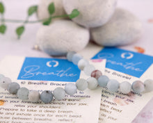 Load image into Gallery viewer, Matte Aquamarine Stone Bracelet for Calming and Anxiety, 10 Breaths Bracelet, Breathe Bracelet Gift
