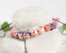 Load image into Gallery viewer, Rain Flower Semi Precious Stone Bracelet in Pinks and Dark Purples for anxiety relief and gentle calming
