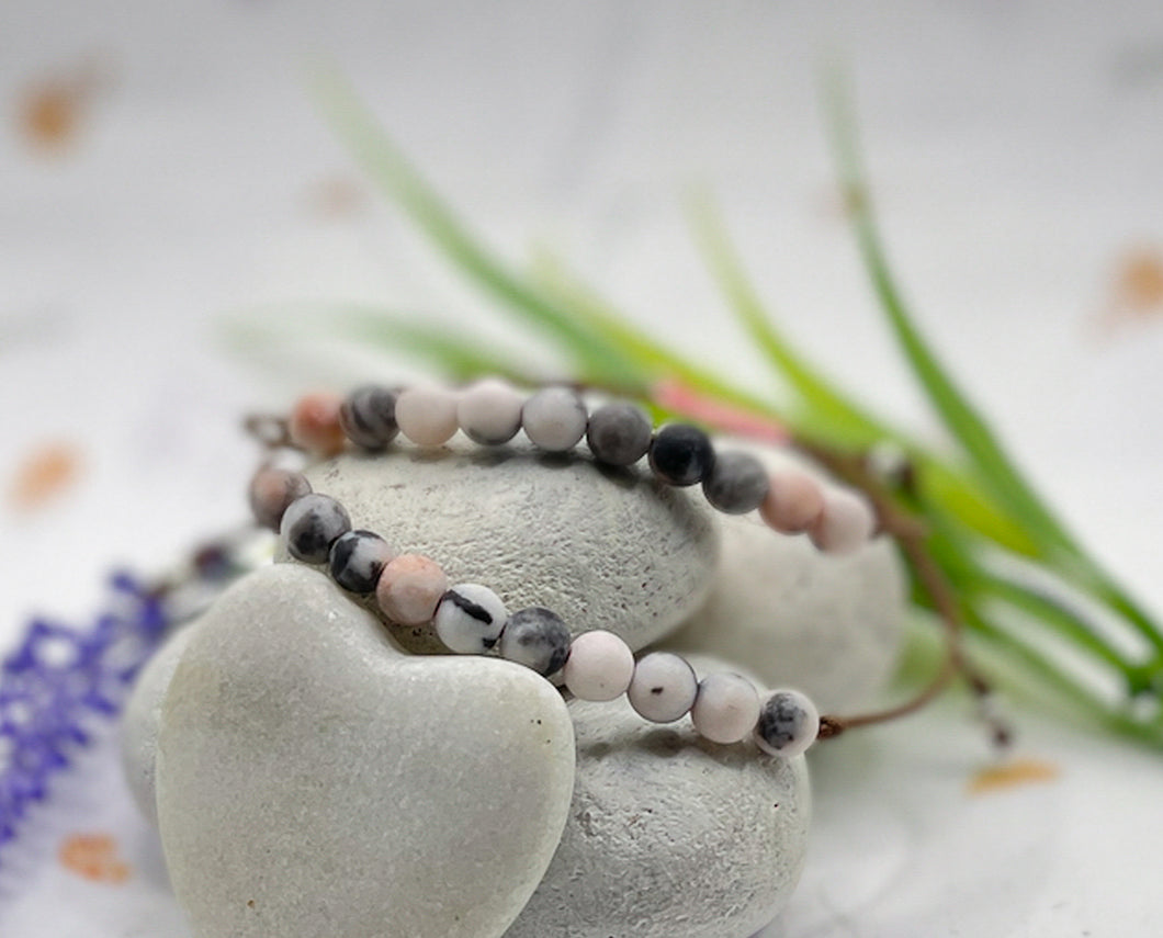 Pink Zebra Jasper Bracelet for Anxiety and Stress, calming and soothing,  Breathe Bracelet, Just Breathe, Anxiety Bracelet