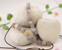 Load image into Gallery viewer, Matte Grey Banded Agate, Semi Precious Stone Bracelet, Anxiety, Calming and Stress Relaxing Bracelet

