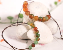 Load image into Gallery viewer, Matte Peacock Agate Stone Bracelet, Beautiful in oranges and greens, perfect meditation bracelet
