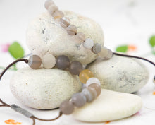 Load image into Gallery viewer, Matte Grey Banded Agate, Semi Precious Stone Bracelet, Anxiety, Calming and Stress Relaxing Bracelet
