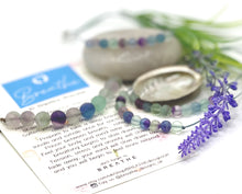Load image into Gallery viewer, Matte Rainbow Fluorite Semi Precious Stone Bracelet for relieving stress and anxiety
