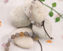Load image into Gallery viewer, Matte Grey Banded Agate, Semi Precious Stone Bracelet, Anxiety, Calming and Stress Relaxing Bracelet
