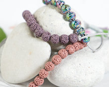 Load image into Gallery viewer, Lava Rock Diffuser Bracelets in Pink, Lilac or Rainbow Electro Plated
