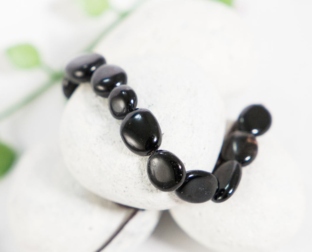 Black Tourmaline, Semi Precious Stone Bracelet, Anxiety Bracelet - 10 Breaths Bracelet  -  Relaxing and Calming