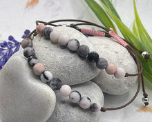 Load image into Gallery viewer, Pink Zebra Jasper Bracelet for Anxiety and Stress, calming and soothing,  Breathe Bracelet, Just Breathe, Anxiety Bracelet
