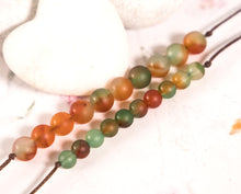 Load image into Gallery viewer, Matte Peacock Agate Stone Bracelet, Beautiful in oranges and greens, perfect meditation bracelet
