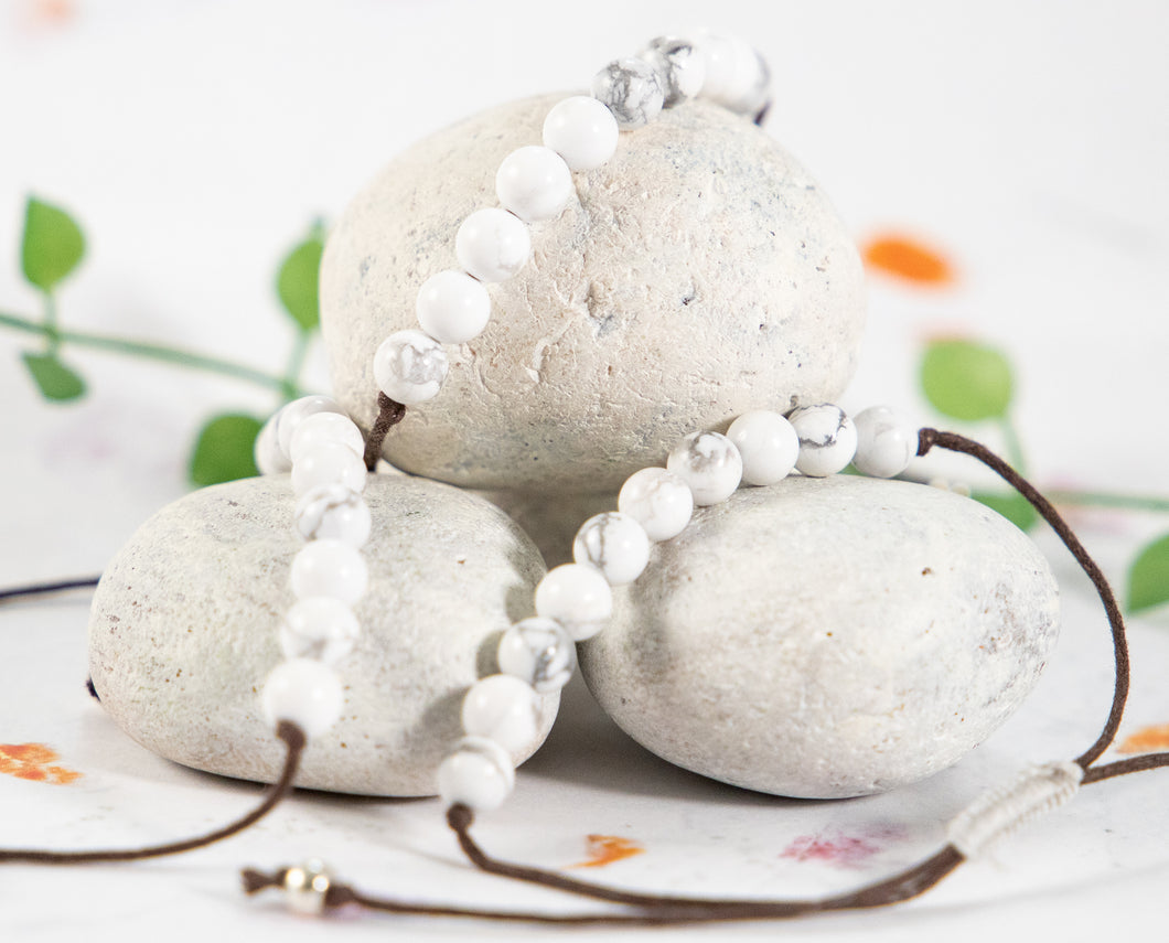 White Howlite, Natural Semi Precious Stone Bracelet