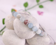 Load image into Gallery viewer, Matte Aquamarine Stone Bracelet for Calming and Anxiety, 10 Breaths Bracelet, Breathe Bracelet Gift
