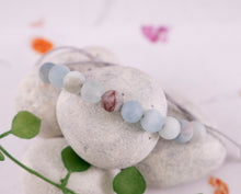 Load image into Gallery viewer, Matte Aquamarine Stone Bracelet for Calming and Anxiety, 10 Breaths Bracelet, Breathe Bracelet Gift
