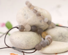 Load image into Gallery viewer, Matte Grey Banded Agate, Semi Precious Stone Bracelet, Anxiety, Calming and Stress Relaxing Bracelet
