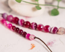 Load image into Gallery viewer, Faceted Pink Magenta Striped Agate, Semi Precious Stone Anxiety Bracelet, Calming jewellery

