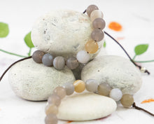 Load image into Gallery viewer, Matte Grey Banded Agate, Semi Precious Stone Bracelet, Anxiety, Calming and Stress Relaxing Bracelet
