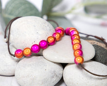 Load image into Gallery viewer, Anxiety Calming Bracelet, 10 Breaths Bracelet, Breathe Bracelet, Illusion or Magic bead bracelet in Magenta and Tangerine
