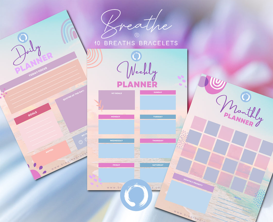 The Breathe Planner, Digital Download,  Daily, Weekly and Monthly Planner, A4 or print to your size, Print at home